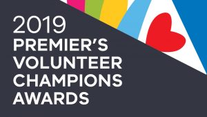 Illustrated image stating '2019 premier's volunteer champions awards'